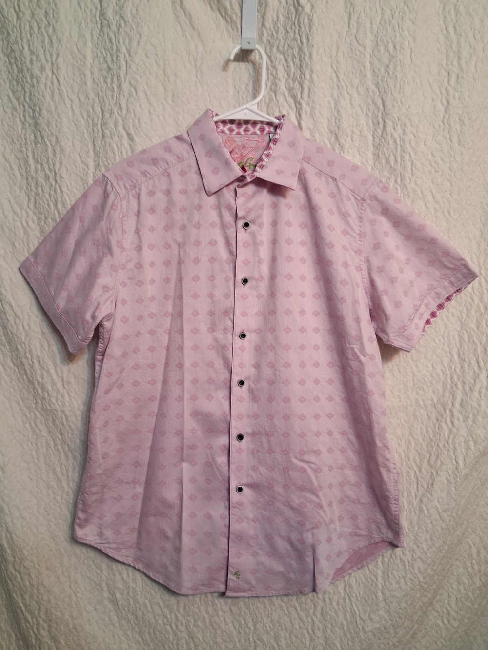 Robert Graham Men's Short-Sleeve Button-Down Shirt in Light Pink
